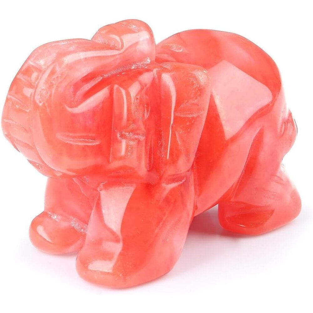 Cherry Quartz Crystals Elephant Décor Polished Stones Figurine Natural Gemstones
